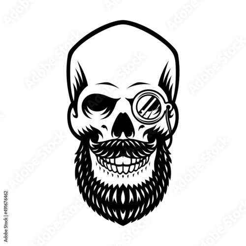 Vintage skull with a beard