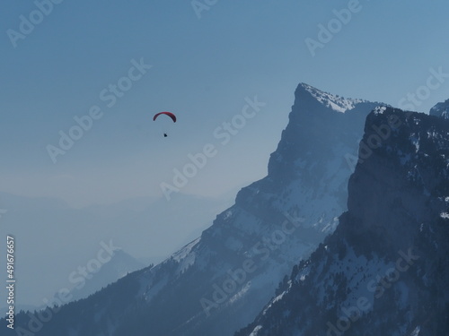 paraglider over the mountains