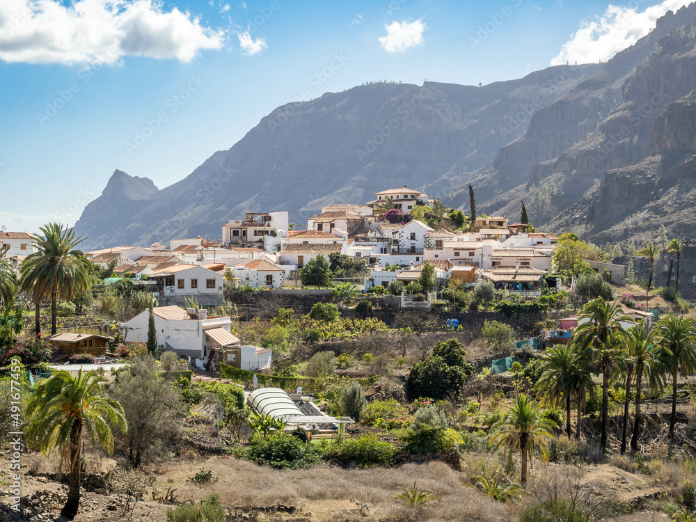 View on Fataga village located in Grand Canary, Canary Islands, Spain
