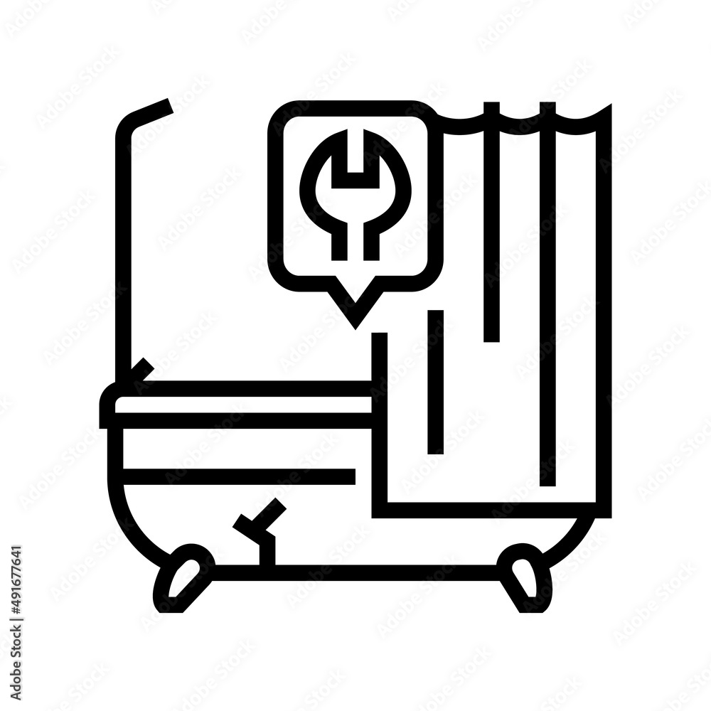 bath repairs line icon vector. bath repairs sign. isolated contour symbol black illustration bath repairs line icon vector. bath repairs sign. isolated contour symbol black illustration