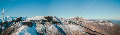 Bielmonte Oasi Zegna Panoramic Winter View, Drone shot Italy, Biella photo