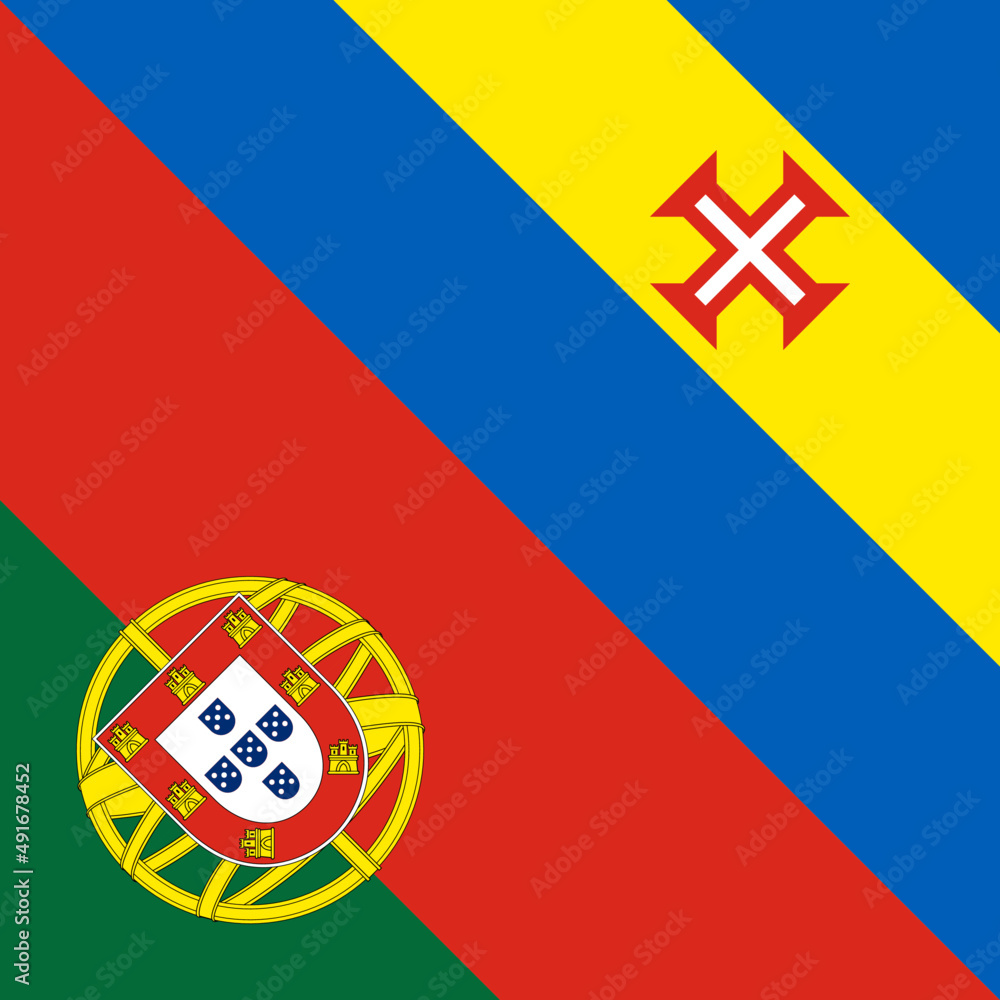 harmony icon of portugal and madeira flags. vector illustration	
