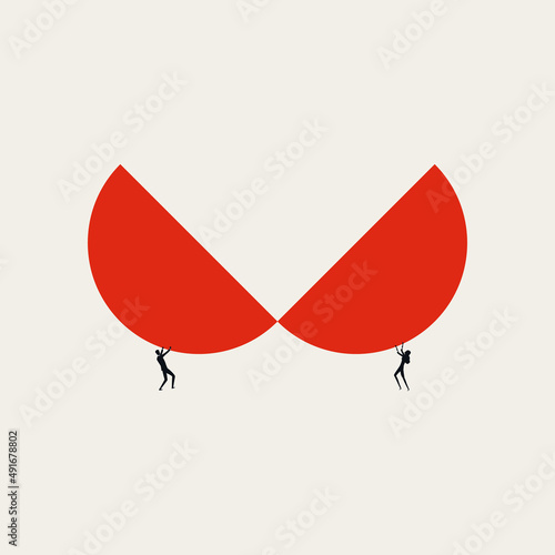Business team work vector concept. Symbol of cooperation, common effort, growth. Minimal design illustration.