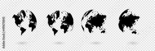 Set of earth globes on isollation backgraund. Earth icons. World map in the form of a globe. Vector