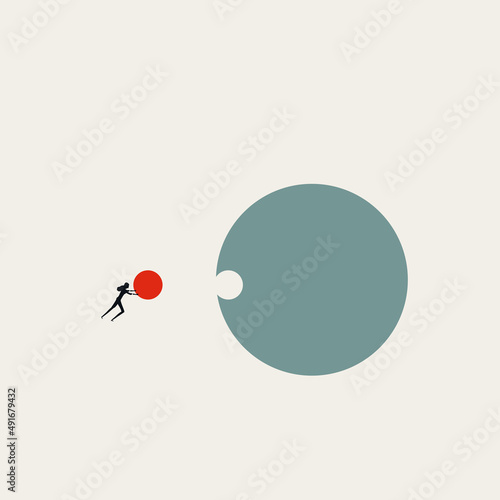 Business woman accomplishment vector concept. Symbol of achievement, success, overcoming. Minimal illustration