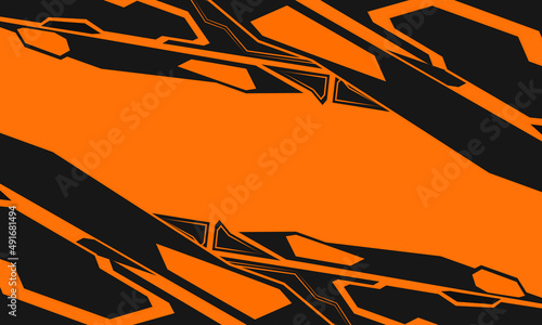 Technology futuristic orange and black robotic gaming abstract background. Techno flat background. Abstract mechanical geometric shape design. Vector illustration