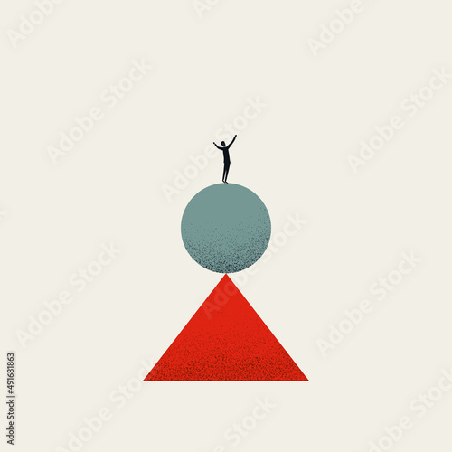 Business success and growth vector concept. Symbol of ambition, career top, successful leader. Minimal illustration