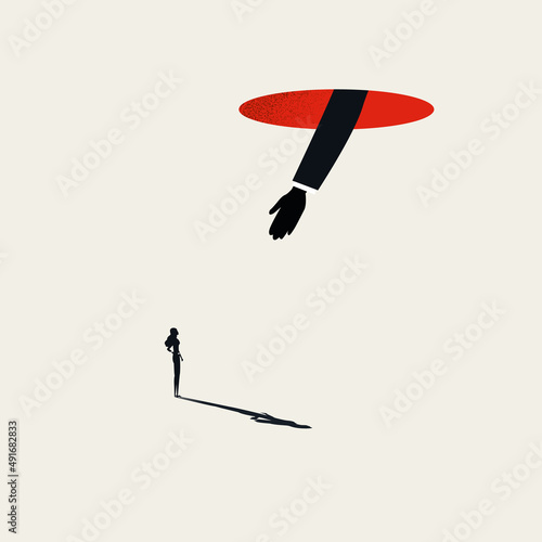 Business support for woman career, vector concept. Symbol of assistance, opportunity, ambition. Minimal illustration