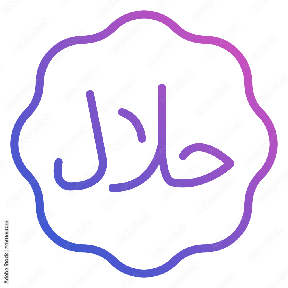 Halal Sign line gradient icon. Can be used for digital product, presentation, print design and more. Halal Sign line gradient icon. Can be used for digital product, presentation, print design and more.