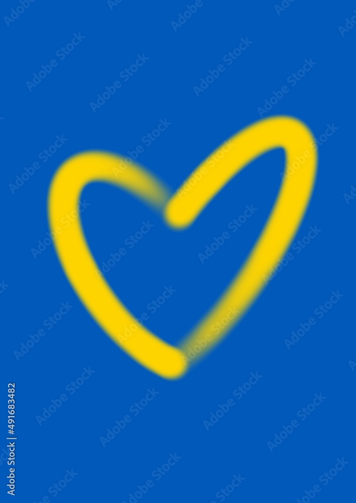 rozmyty kontur serca w barwach narodowych ukrainy aerograf miękki 1 - obrazy, fototapety, plakaty 