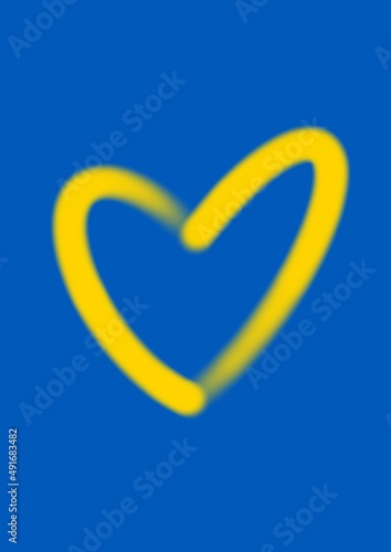 rozmyty kontur serca w barwach narodowych ukrainy aerograf miękki 1