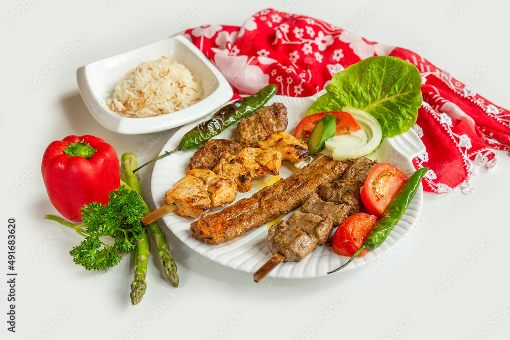 in a dish isolated on colorful table cloth top view on grey background in a dish isolated on colorful table cloth top view on grey background