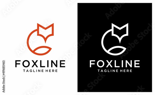fox line logo icon designs vector on a black and white background.