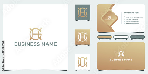 Initial hg or gh logo design vector template with business card design photo
