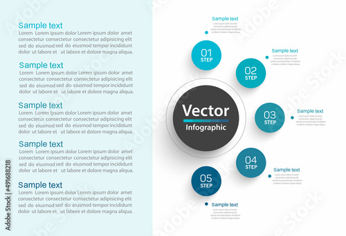 Business vector infographic template with 5 options or steps. Can be used for workflow layout, diagram, annual report, web design