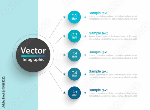 Business vector infographic template with 5 options or steps. Can be used for workflow layout, diagram, annual report, web design