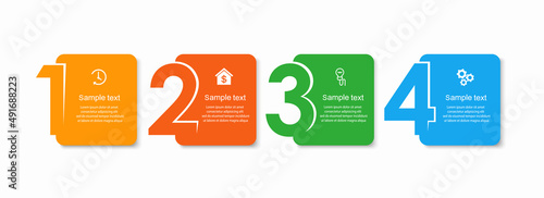 Business infographic design template with 4 options, steps or processes. Can be used for workflow layout, diagram, annual report, web design 