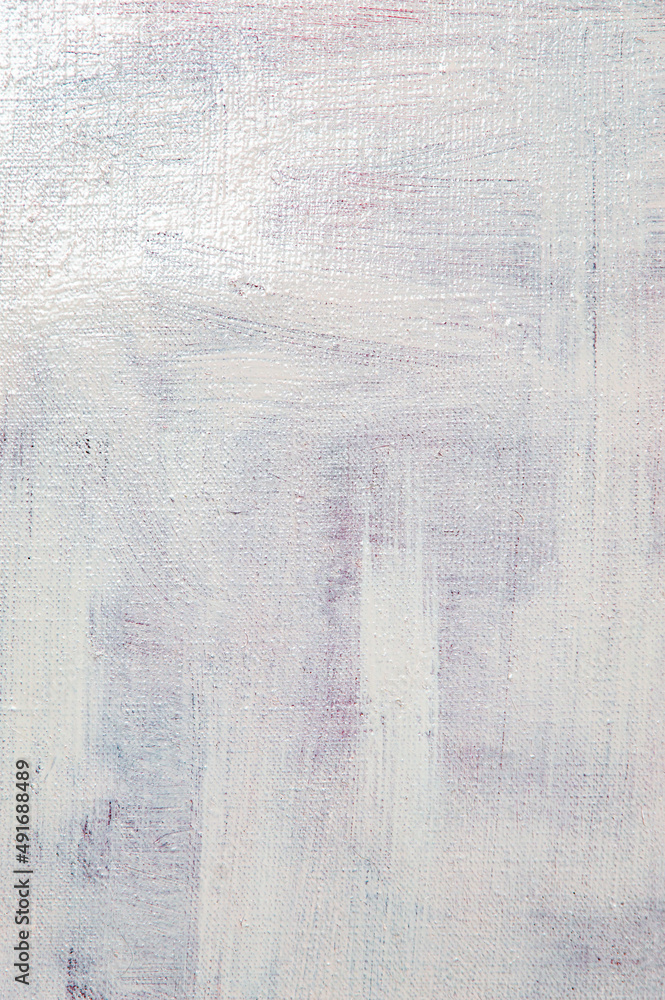 Fototapeta premium abstract light creative background - rough linen canvas unevenly covered with white primer. Toning, blur. Temporary object.
