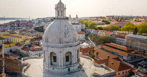 Aerial view of Panteao Nacional, the National Pantheon is a celebrity tombs in a 17th-century church, Lisbon, Portugal. photo