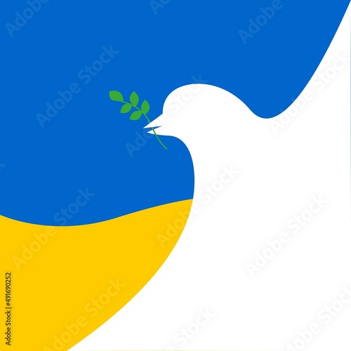 Peace bird on a yellow-blue background, Ukrainian flag, Symbol of peace and freedom, support for Ukraine, minimalistic illustration