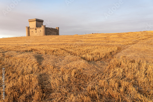 Villalonso medieval castle in the route of the castles in a sunny day, Castilla y León, Spain photo