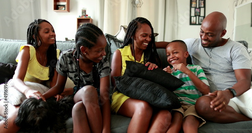 African family together at home sofa
