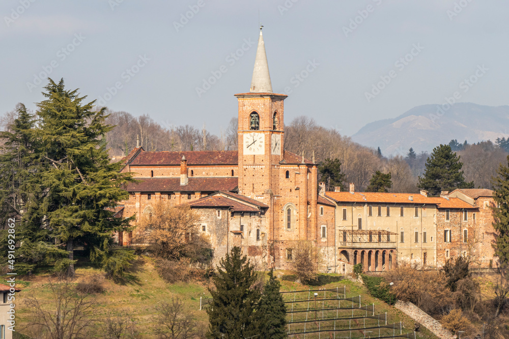 Aerial view of the Collegiate Church of Castiglione Olona