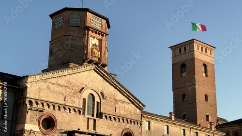 The facade of the cathedral of Reggio Emilia photo
