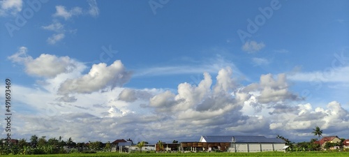blue sky with clouds in the field