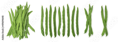 Green beans isolated on white background. Fresh vegetables.