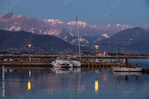 Bocca di Magra, Italy after sunset