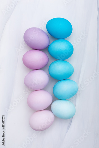 Happy easter trendy card with colored eggs on dark background
