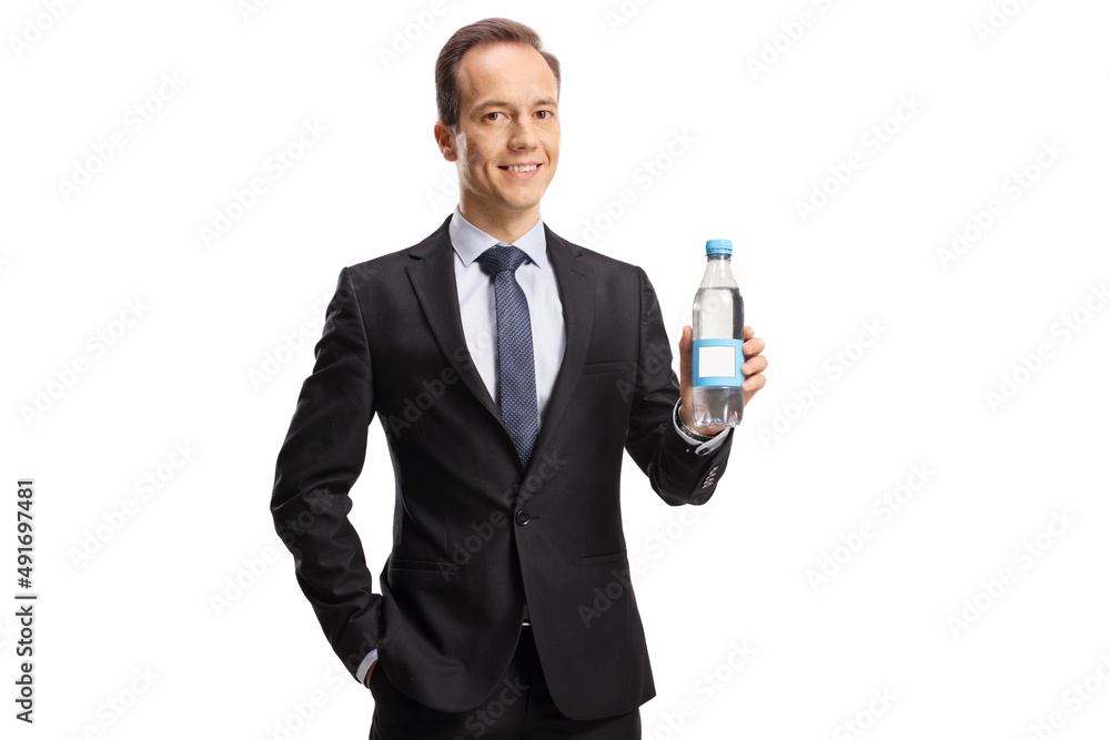 Businessman holding a bottle of water Businessman holding a bottle of water