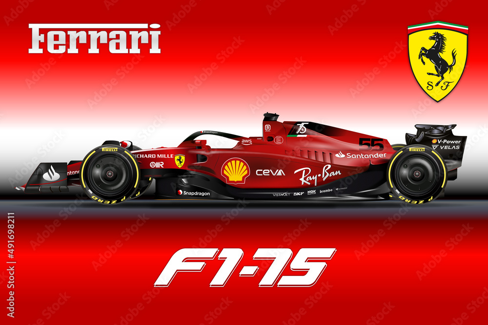 Maranello, Modena, Italy, Ferrari F1 75 formula 1, Carlos Sainz number 55,  2022 formula one world championship Photos | Adobe Stock