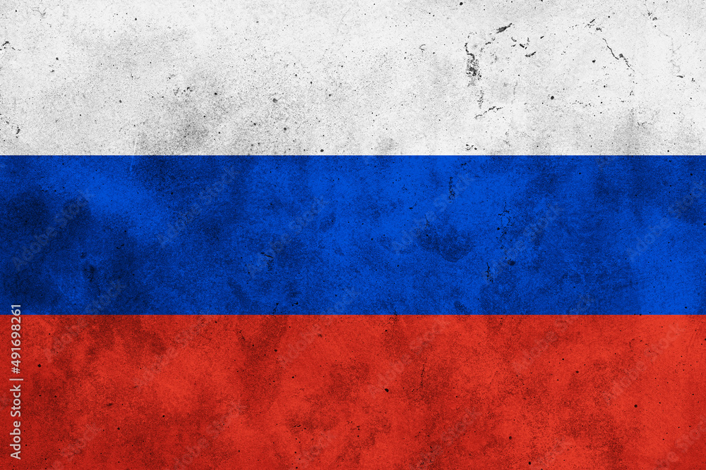 Flag of Russia with grunge texture background
