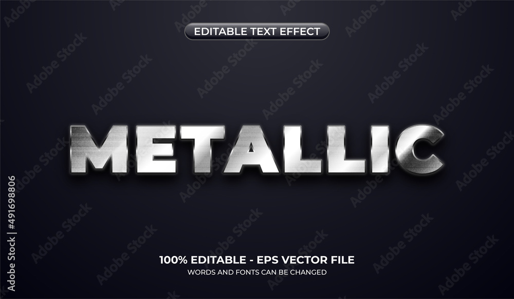 Realistic silver metal text effect. Luxury three-dimensional glossy bold text Realistic silver metal text effect. Luxury three-dimensional glossy bold text