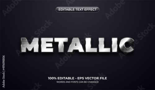 Realistic silver metal text effect. Luxury three-dimensional glossy bold text