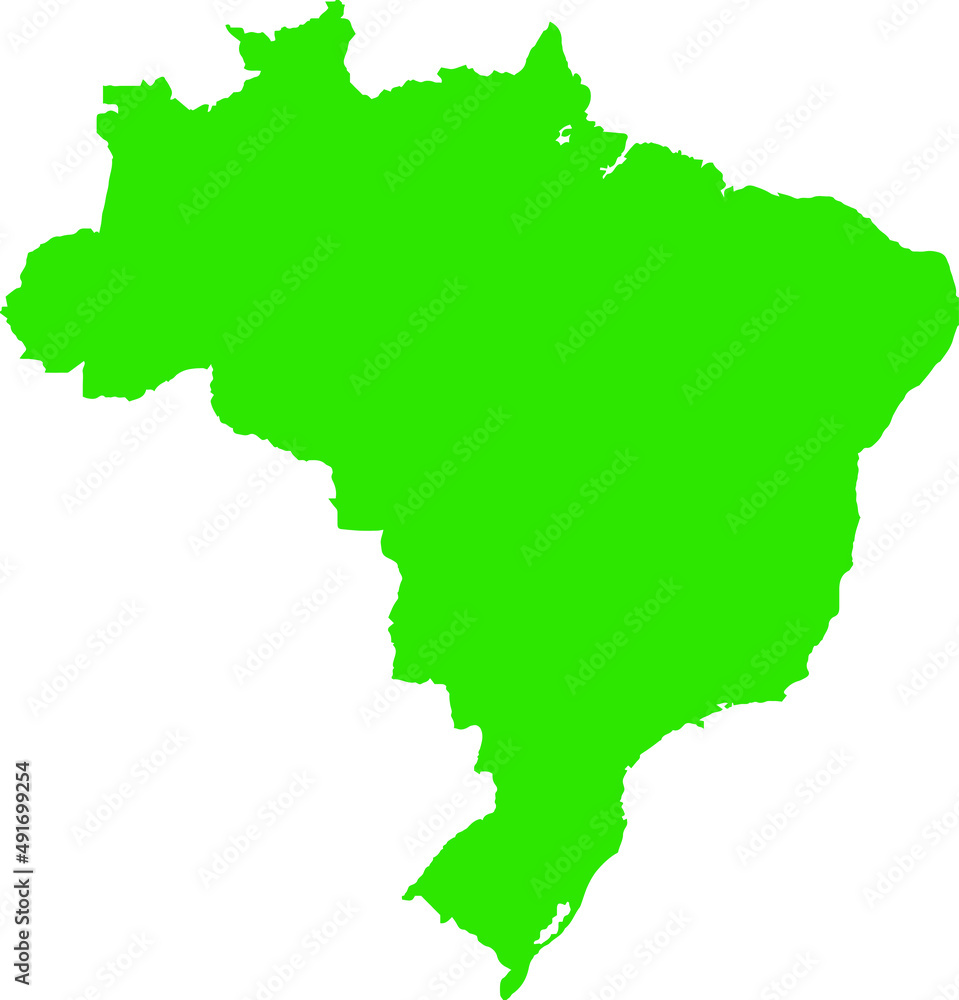 Green colored Brazil outline map. Political brazilian map. Vector illustration map.