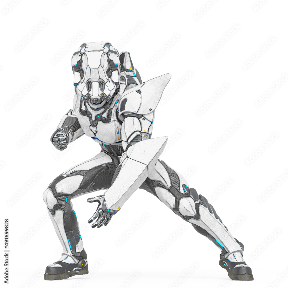 man in an armored nano tech suit is doing a super hero stance pose man in an armored nano tech suit is doing a super hero stance pose