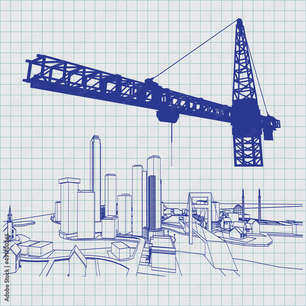 Construction building vector sketch