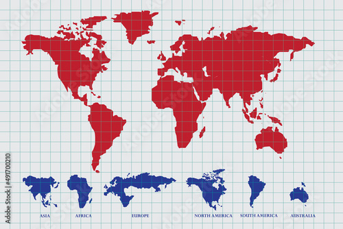 World map draw on paper