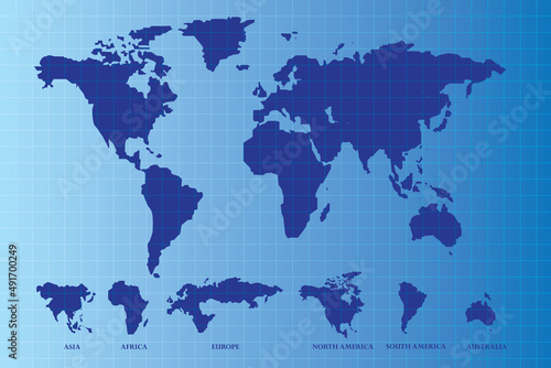 Fototapeta Naklejka Na Ścianę i Meble -  Blue print World map