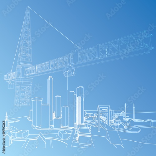 Construction building vector sketch
