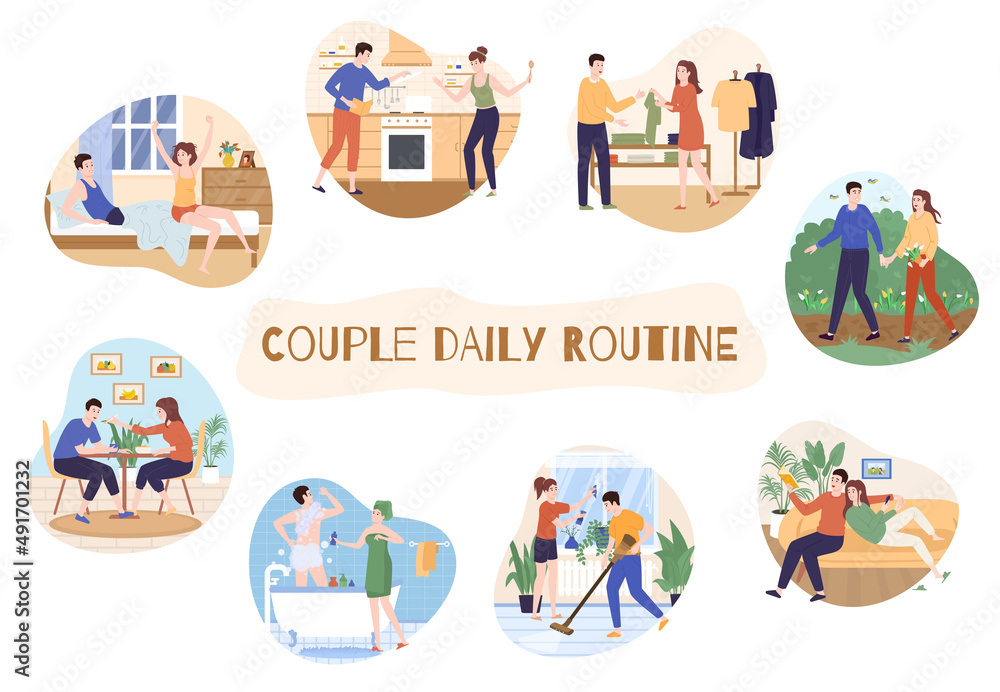 Couple Daily Routine Set Couple Daily Routine Set