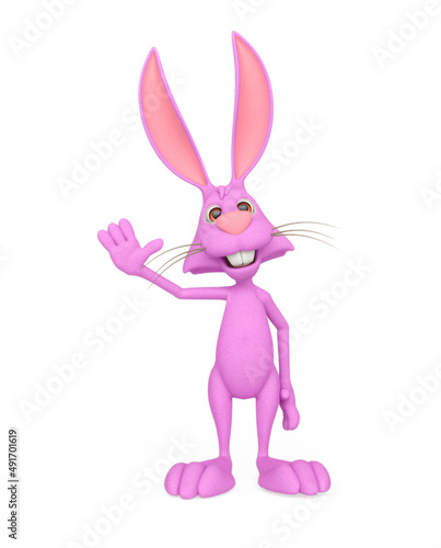 rabbit cartoon waving hello