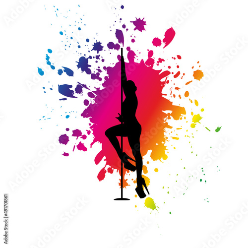 Stripper silhouette.Pole dancer silhouette.Sexy stripper girl silhouette.Striptease dancer silhouette