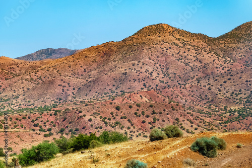 Beautiful desert landscapes of mountainous Morocco on a sunny day.