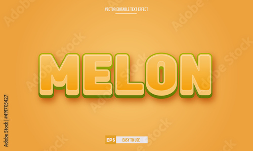 Melon editable 3d text effect premium vector