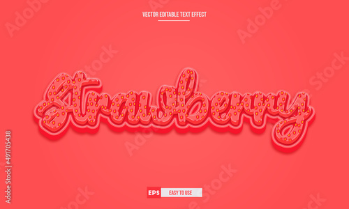 Strawberry editable 3d text effect premium vector