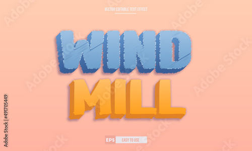 Windmill editable 3d text effect premium vector